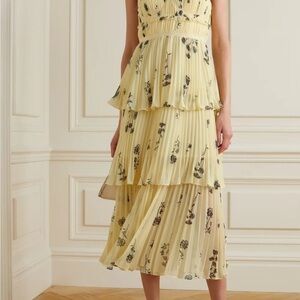 Self Portrait Floral Silhouette Tiered Midi Dress SZ 4